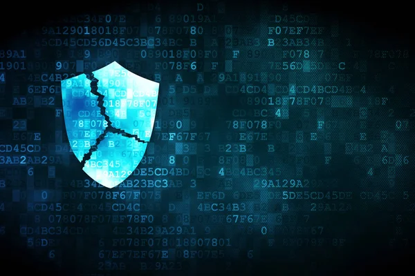 Protection concept: Broken Shield on digital background — Stock Photo, Image