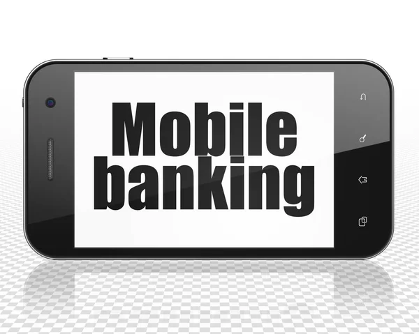 Концепция банковского обслуживания: Смартфон с мобильным банкингом — стоковое фото