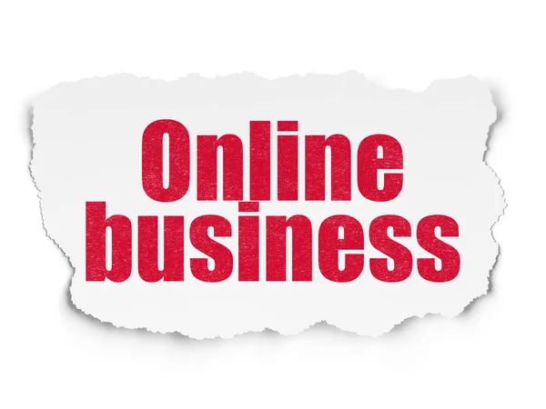 Finanzkonzept: Online-Geschäft auf zerrissenem Papier — Stockfoto