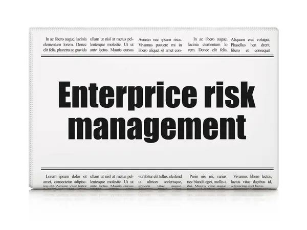 Concepto de negocio: titular del periódico Enterprice Risk Management — Foto de Stock