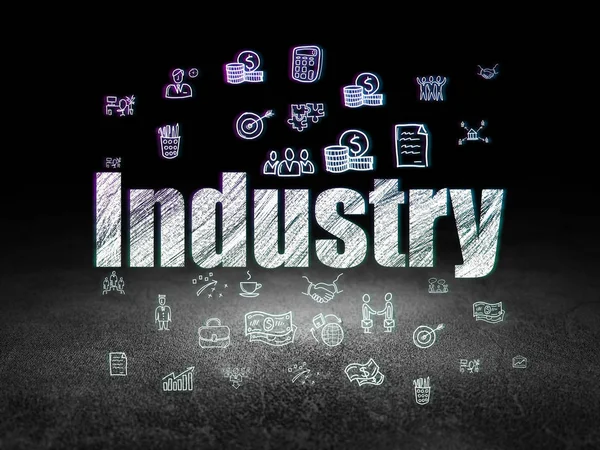 Finance concept: Industry in grunge dark room — Stock Photo, Image