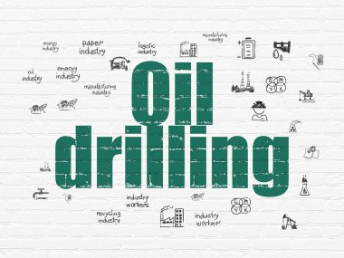 Manufacuring kavramı: Petrol Delme duvar arka plan üzerinde
