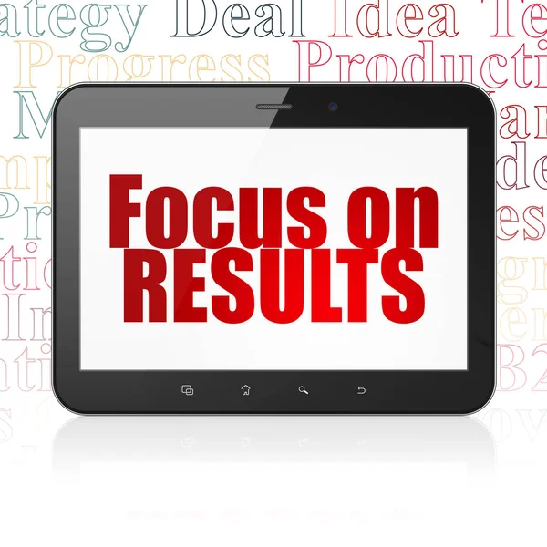 Business concept: Tablet Computer with Focus on RESULTS on display — Stock Photo, Image