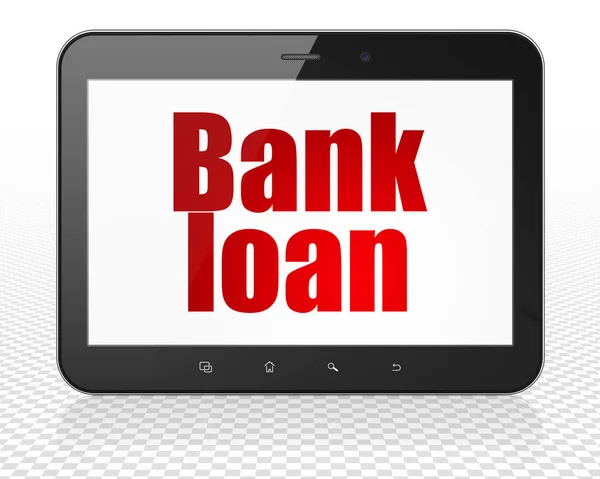 Τραπεζική αντίληψη: τραπεζικό δάνειο σε οθόνη υπολογιστή Tablet Pc — Φωτογραφία Αρχείου