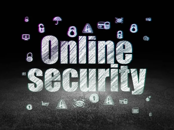 Turvallisuus käsite: Online Security grunge pimeässä huoneessa — kuvapankkivalokuva