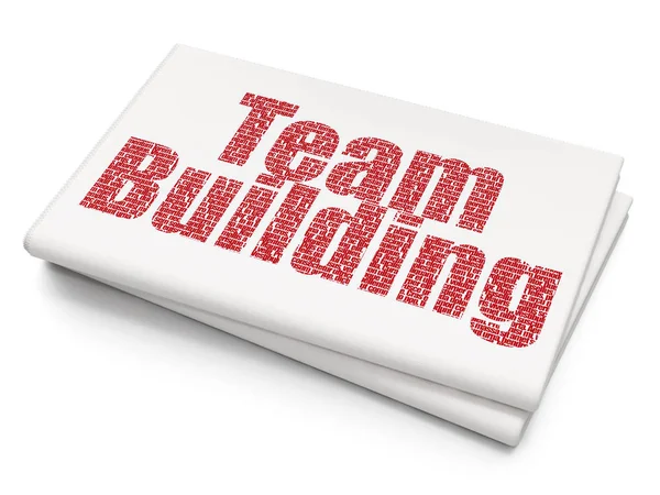 Obchodní koncept: Team Building na prázdné novinové pozadí — Stock fotografie