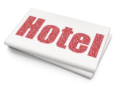 Seyahat kavramı: boş gazete arka plan üzerinde otel
