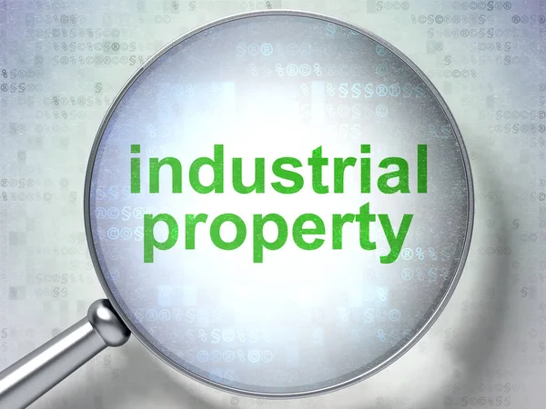 Law concept: industriële eigendom met optisch glas — Stockfoto
