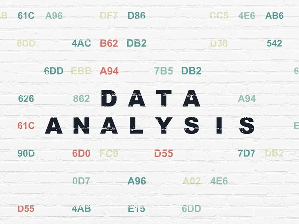 Concepto de datos: Análisis de datos en fondo de pared —  Fotos de Stock