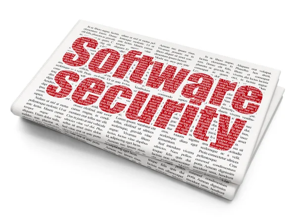 Концепция защиты: Безопасность программного обеспечения на фоне газет — стоковое фото