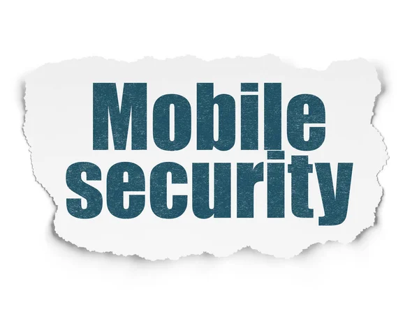 Skydd koncept: Mobile Security på sönderrivet papper bakgrund — Stockfoto