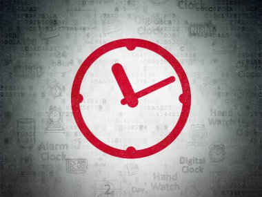 Zaman kavramı: dijital veri kağıt arka plan üzerinde saat