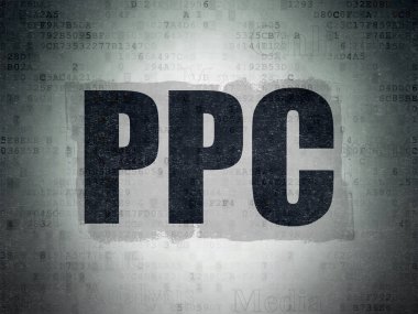 Pazarlama kavramı: Ppc dijital veri kağıt arka plan üzerinde
