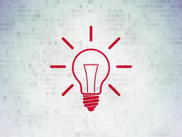 Finance concept: Light Bulb on Digital Data Paper background — Stock Photo, Image