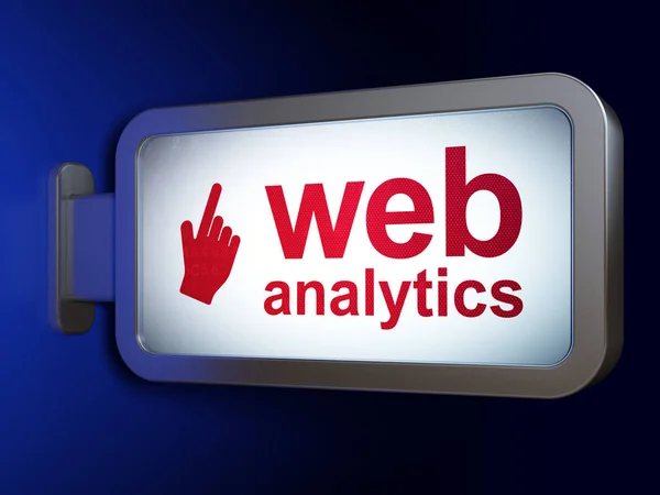 Concetto di Web design: Web Analytics e cursore del mouse su sfondo cartellone — Foto Stock