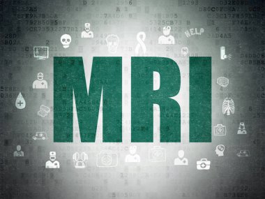 Sağlık konsepti: Dijital Veri Kağıdı arkaplanındaki MRI