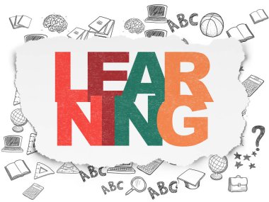 Eğitim kavramı: yırtık kağıt arka plan üzerinde öğrenme