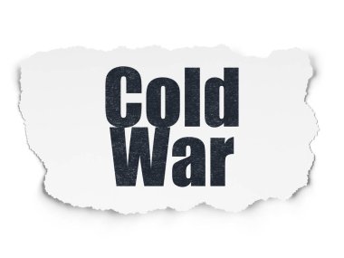 Politika kavramı: soğuk savaş yırtılmış kağıt arka plan üzerinde