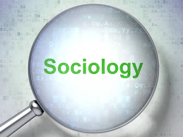 Studying concept: Sociology with optical glass — Stock Photo, Image