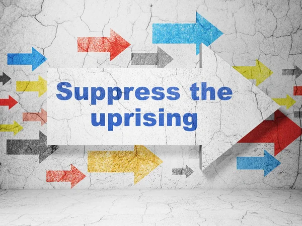 Political concept: arrow with Suppress The Uprising on grunge wall background — Stock Photo, Image