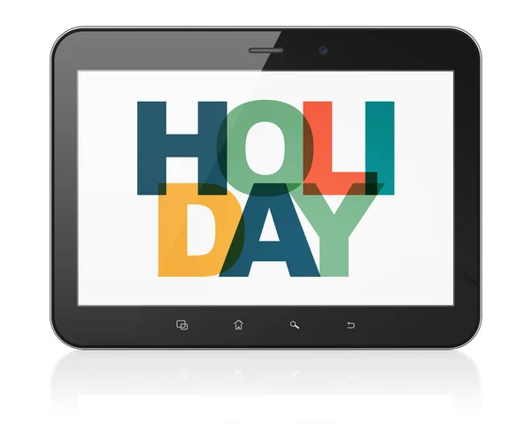 Concetto di vacanza: Tablet Computer con Holiday in mostra — Foto Stock