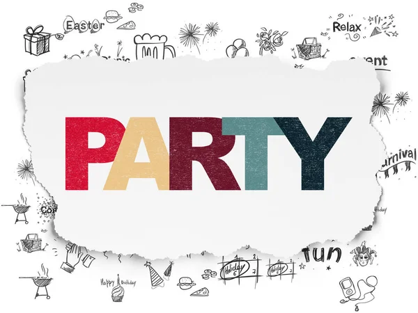 Zábava, koncept: Party na roztrhané papírové pozadí — Stock fotografie