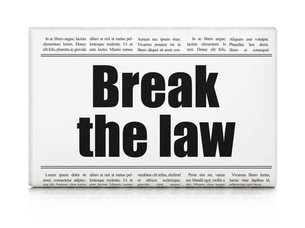 Concepto de ley: titular del periódico Break The Law — Foto de Stock