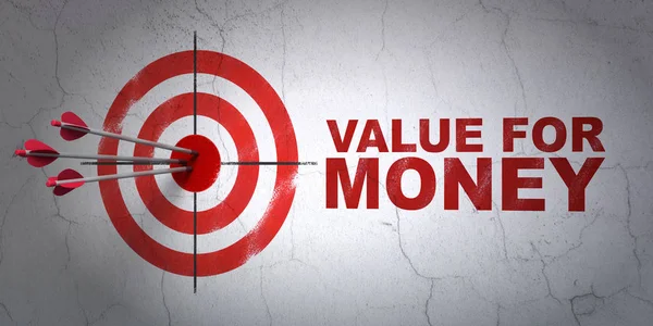 Conceito de dinheiro: alvo e valor para o dinheiro no fundo da parede — Fotografia de Stock