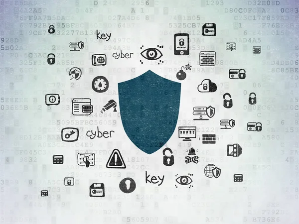 Koncepce ochrany soukromí: štít na digitální Data papírové pozadí — Stock fotografie