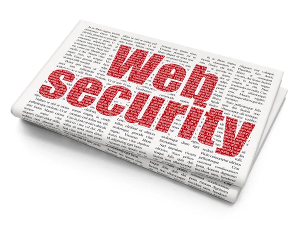 Webudviklingskoncept: Web Security på avisbaggrund - Stock-foto