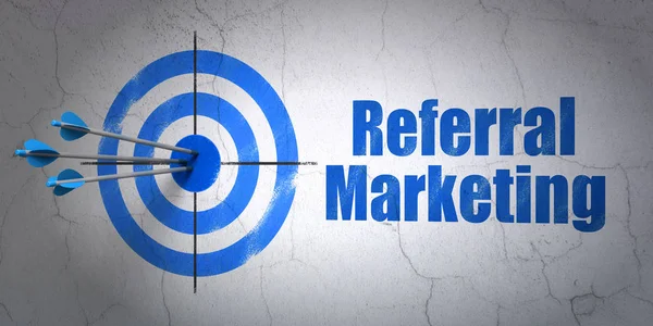 Marketing concept: target and Referral Marketing on wall background — Stock Photo, Image