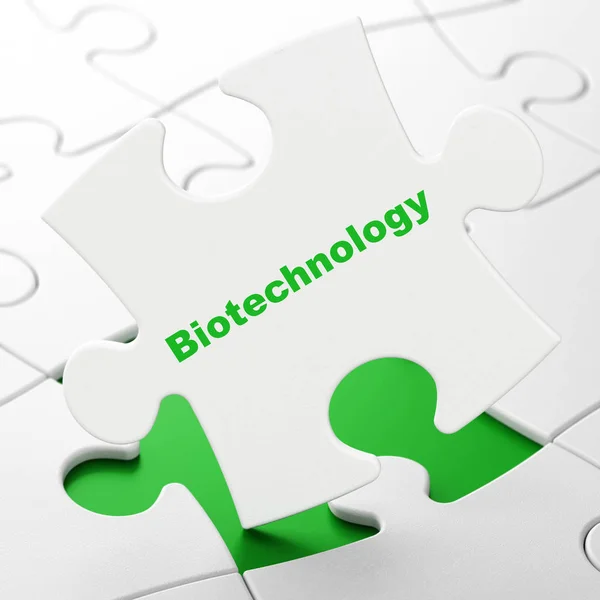 Concepto de ciencia: Biotecnología en el fondo del rompecabezas —  Fotos de Stock