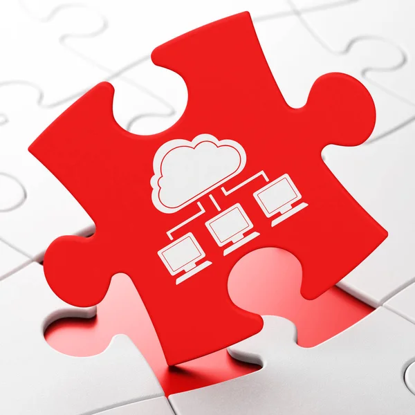 Concetto di rete cloud: rete cloud su sfondo puzzle — Foto Stock
