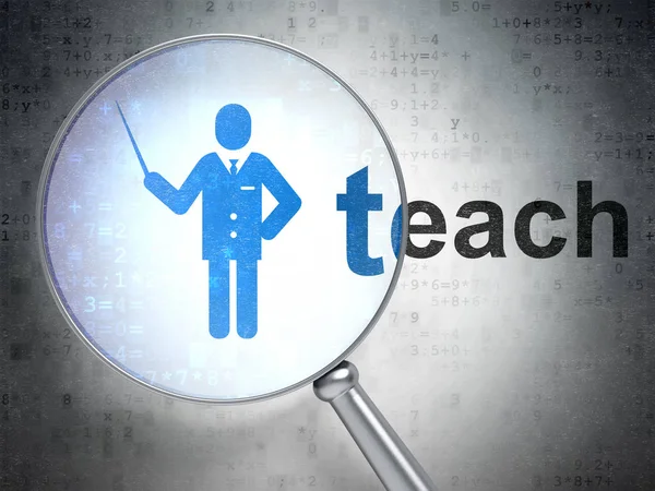 Концепция образования: учитель и преподаватель с оптическим стеклом — стоковое фото