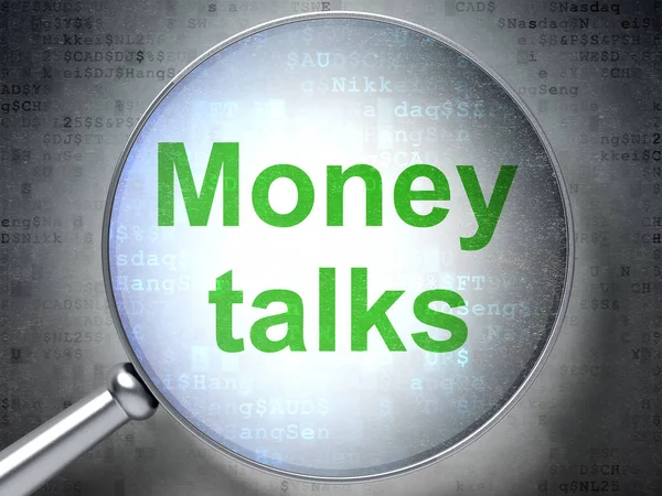 Concept d'entreprise : Money Talks avec verre optique — Photo