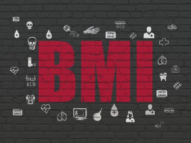 Tıp kavramı: BMI duvar arka plan üzerinde