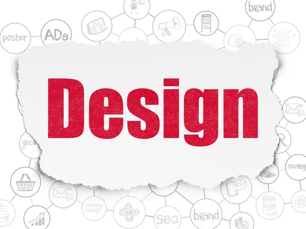 Reklamkoncept: Design på sönderrivet papper bakgrund — Stockfoto