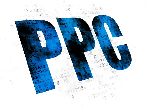 Маркетинговая концепция: PPC на цифровом фоне — стоковое фото