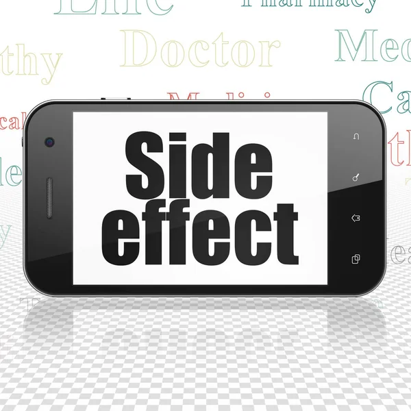 Egészségügyi koncepció: Smartphone-val mellékhatása a kijelzőn — Stock Fotó