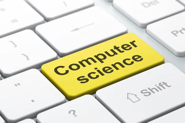 Концепция науки: информатика на фоне компьютерной клавиатуры — стоковое фото