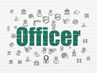 Hukuk kavramı: Memur duvar arka plan üzerinde