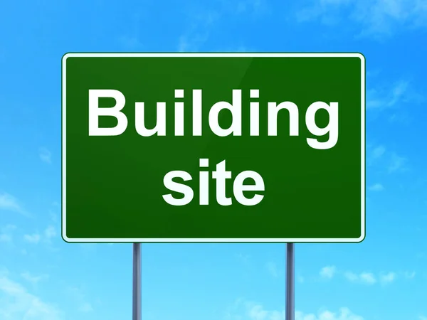 Constructing concept: Building Site on road sign background — Stock Photo, Image