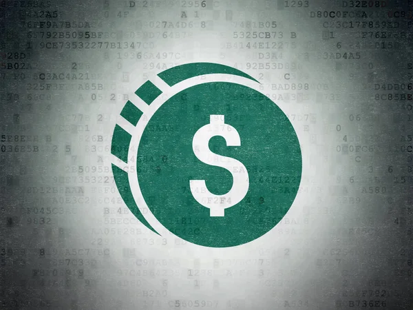 Bancaire concept: Dollar munt op digitale Data-Paper achtergrond — Stockfoto