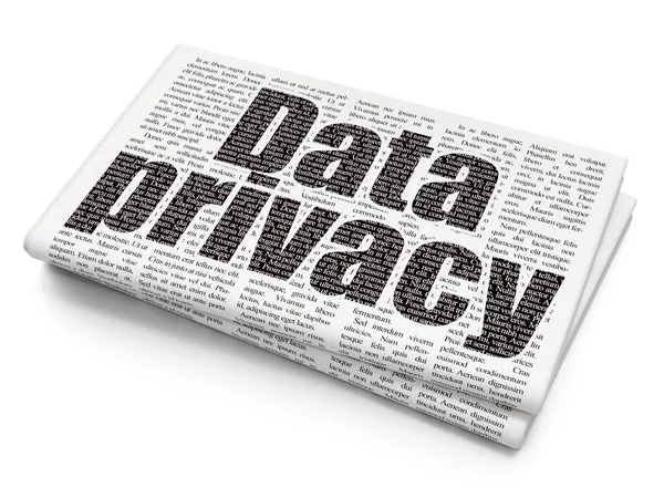 Sicherheitskonzept: Datenschutz vor Zeitungshintergrund — Stockfoto