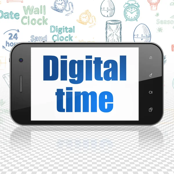 Timeline concept: Smartphone with Digital Time on display — Stock Photo, Image