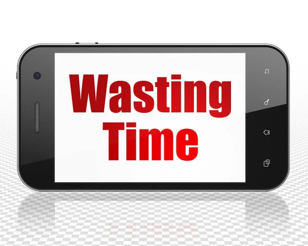 Concepto de tiempo: Smartphone con pérdida de tiempo en pantalla —  Fotos de Stock