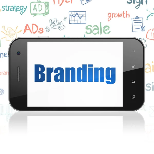Concetto di marketing: Smartphone con Branding in mostra — Foto Stock