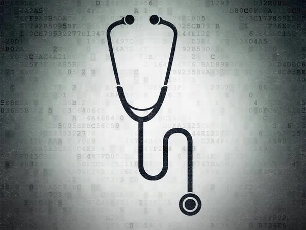 Tıp kavramı: dijital veri kağıt arka plan üzerinde stetoskop — Stok fotoğraf