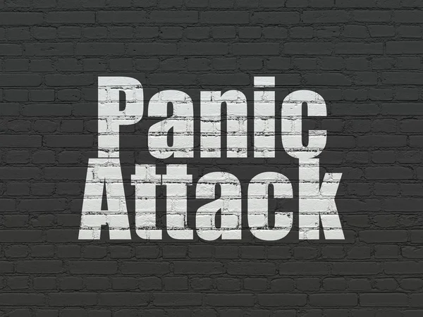 Pojęcie opieki zdrowotnej: atak paniki na tle ściany — Zdjęcie stockowe