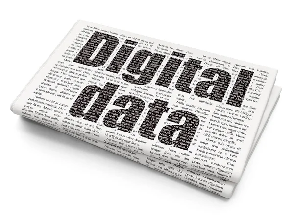 Концепция информации: Цифровые данные на фоне газет — стоковое фото